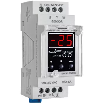 ترموستات ۱۲۵…۵۰- درجه سانتیگراد مدل TCJN-۱۲۵ سری N شیوا امواج TEMOERATURE CONTROLLER -50.. 125 DEGREE MODEL TCJN-125 N SERIES SHIVA AMVAJ 15JN3