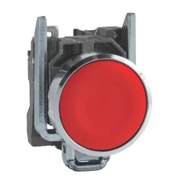 پوش باتن استاپ اشنایدر مدل XB۴BA۴۳ PUSH BUTTON, METAL, FLUSH, RED, Ø22, SPRING RETURN, UNMARKED, 1 NC