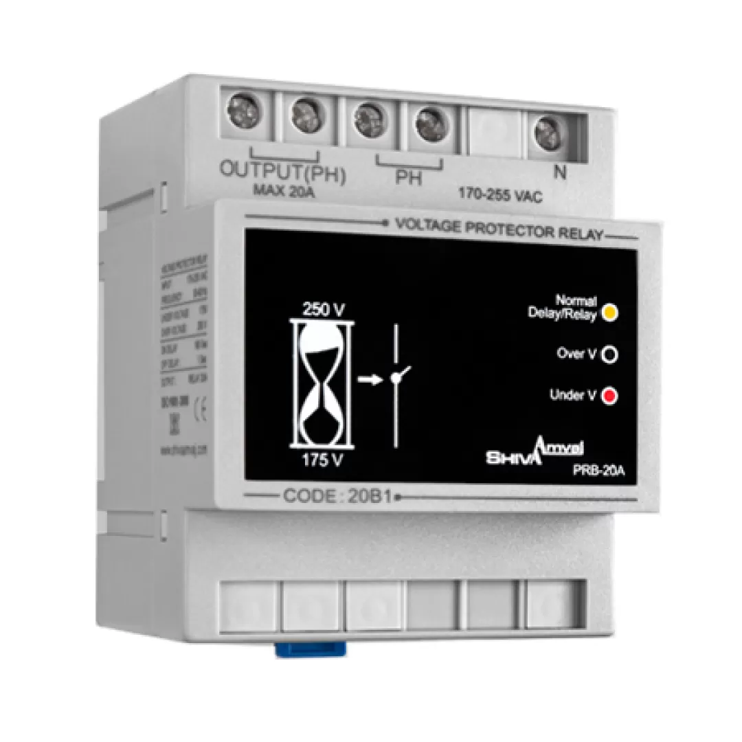 محافظ ولتاژ ۲۰ آمپری VOLTAGE PROTECTOR WITH RELAY 20A 20B1  شیوا امواج SHIVA AMVAJ