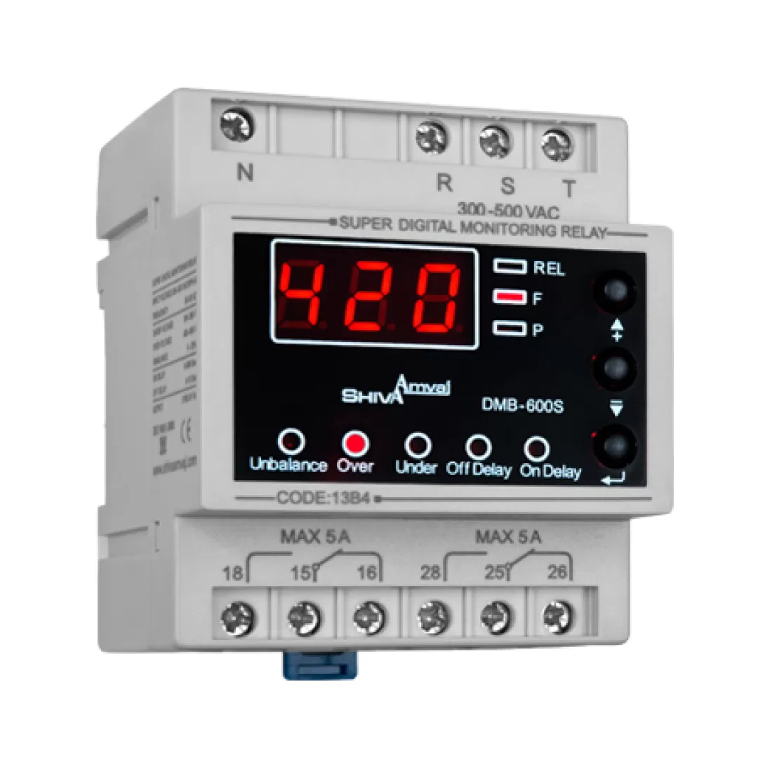 سوپر کنترل فاز دیجیتال مدل DMB-۶۰۰S شیوا امواج SUPER DIGITAL MONITORING RELAY MODEL DMB-600S SHIVA AMVAJ 13B4  شیوا امواج SHIVA AMVAJ