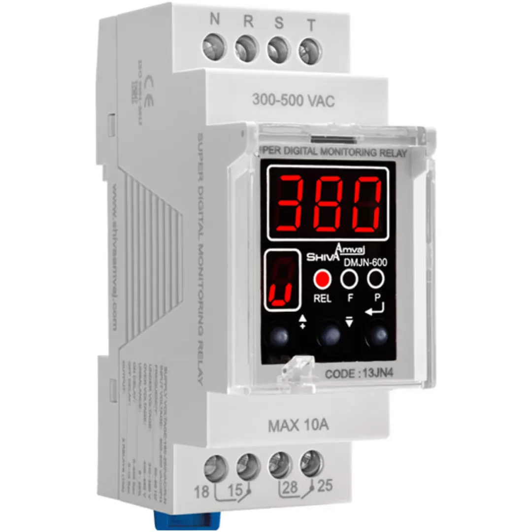 سوپر کنترل فاز دیجیتال مدل DMJN-۶۰۰ سری N شیوا امواج SUPER DIGITAL MONITORING RELAY MODEL DMJN-600 N SERIES SHIVA AMVAJ 13JN4  شیوا امواج SHIVA AMVAJ