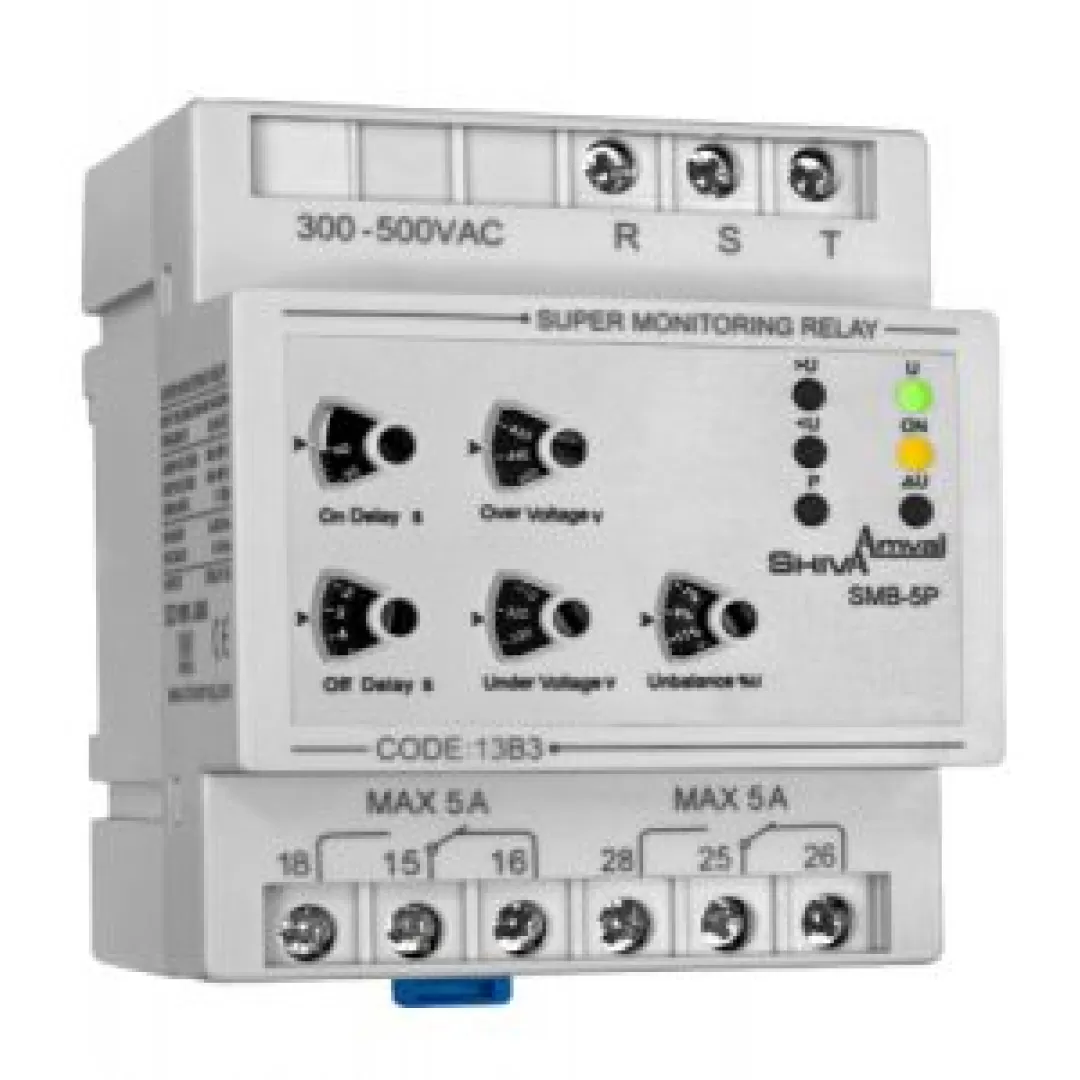 سوپر کنترل فاز  ۳ فاز مدل SMB-۵P شیوا امواج SUPER  MONITORING RELAY 3 PHASE MODEL SMP-5P SHIVA AMVAJ 13B3  شیوا امواج SHIVA AMVAJ