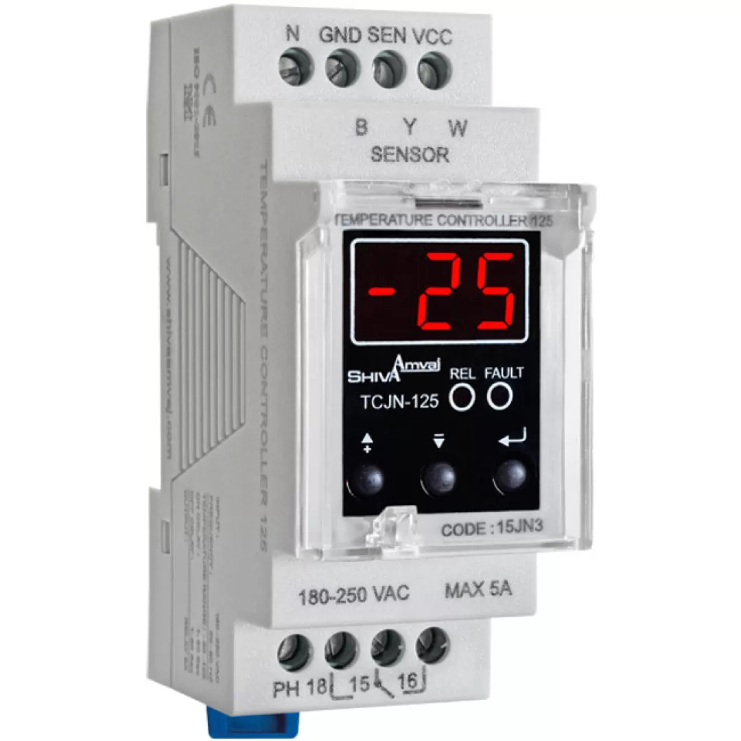 ترموستات ۱۲۵…۵۰- درجه سانتیگراد مدل TCJN-۱۲۵ سری N شیوا امواج TEMOERATURE CONTROLLER -50.. 125 DEGREE MODEL TCJN-125 N SERIES SHIVA AMVAJ 15JN3  شیوا امواج SHIVA AMVAJ