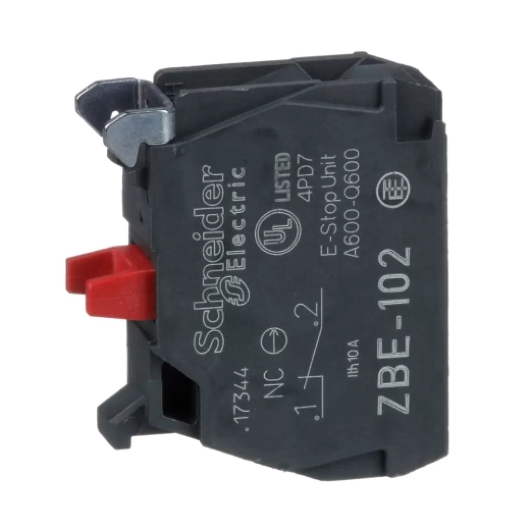 کنتاکت کمکی بسته ۱NC اشنایدر مدل ZBE-۱۰۲ SINGLE CONTACT BLOCK, SILVER ALLOY, SCREW CLAMP TERMINAL, 1 NC   اشنایدر الکتریک Schneider Electric